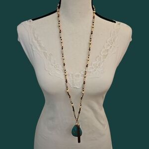 PREMIER DESIGNS Knot Beaded Teardrop Tassel Pendant Long Necklace